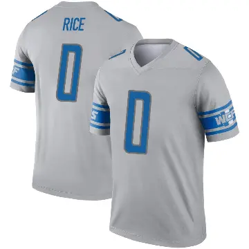 ＃0 Men's Monty Rice Gray Legend Detroit Lions Inverted Jersey