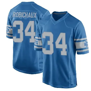 ＃34 Men's Kye Robichaux Blue Game Detroit Lions Throwback Vapor Untouchable Jersey