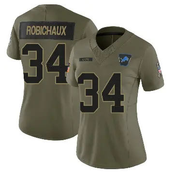 ＃34 Women's Kye Robichaux Olive Limited Detroit Lions 2025 Salute to Service Jersey