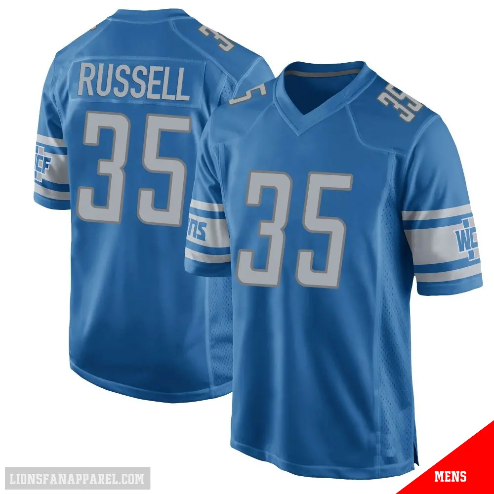 ＃35 Men's Tyson Russell Blue Game Detroit Lions Team Color Jersey