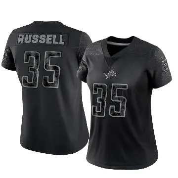 ＃35 Women's Tyson Russell Black Limited Detroit Lions Reflective Jersey