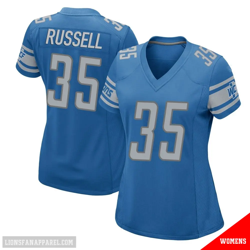 ＃35 Women's Tyson Russell Blue Game Detroit Lions Team Color Jersey
