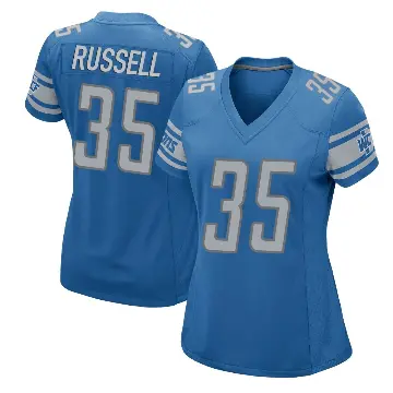 ＃35 Women's Tyson Russell Blue Game Detroit Lions Team Color Jersey