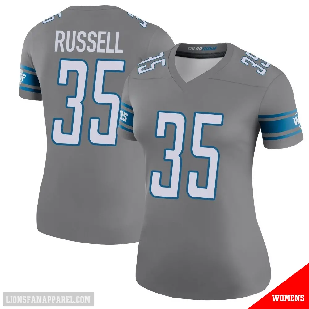 ＃35 Women's Tyson Russell Legend Detroit Lions Color Rush Steel Jersey
