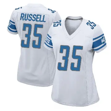 ＃35 Women's Tyson Russell White Game Detroit Lions Jersey