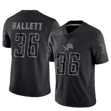 ＃36 Men's Erick Hallett Black Limited Detroit Lions Reflective Jersey