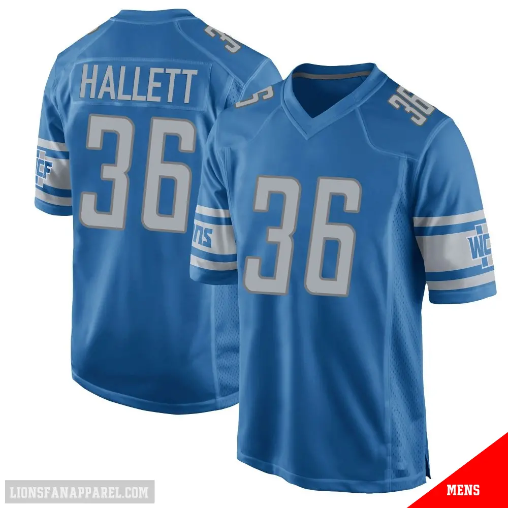 ＃36 Men's Erick Hallett Blue Game Detroit Lions Team Color Jersey