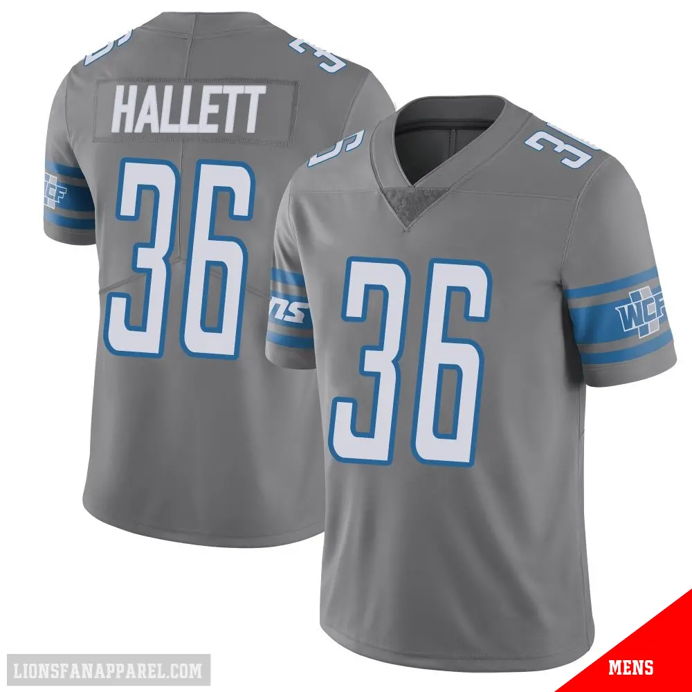 ＃36 Men's Erick Hallett Limited Detroit Lions Color Rush Steel Vapor Untouchable Jersey