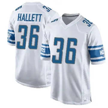 ＃36 Men's Erick Hallett White Game Detroit Lions Jersey