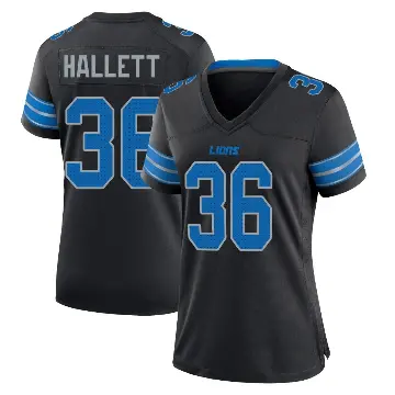 ＃36 Women's Erick Hallett Black Game Detroit Lions Alternate 2nd Jersey