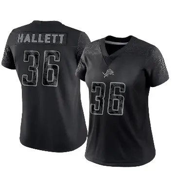 ＃36 Women's Erick Hallett Black Limited Detroit Lions Reflective Jersey