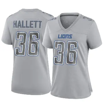 ＃36 Women's Erick Hallett Gray Game Detroit Lions Atmosphere Fashion Jersey