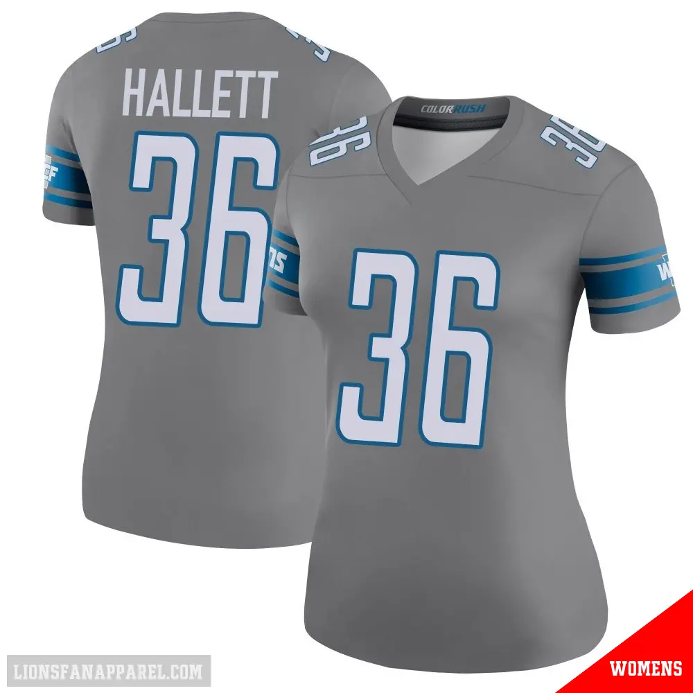 ＃36 Women's Erick Hallett Legend Detroit Lions Color Rush Steel Jersey
