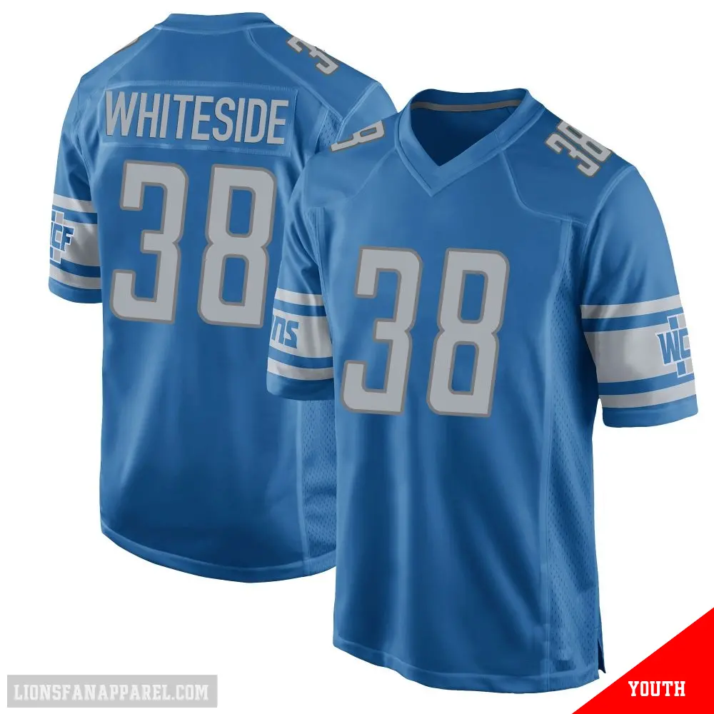 ＃38 Youth Nick Whiteside Blue Game Detroit Lions Team Color Jersey