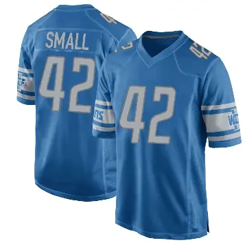 ＃42 Men's Jabari Small Blue Game Detroit Lions Team Color Jersey
