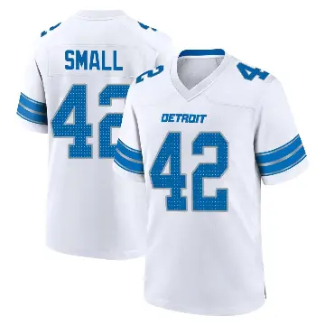 ＃42 Men's Jabari Small White Game Detroit Lions 2nd Jersey