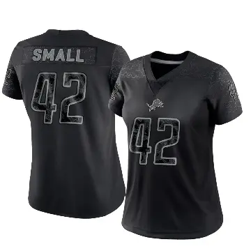 ＃42 Women's Jabari Small Black Limited Detroit Lions Reflective Jersey