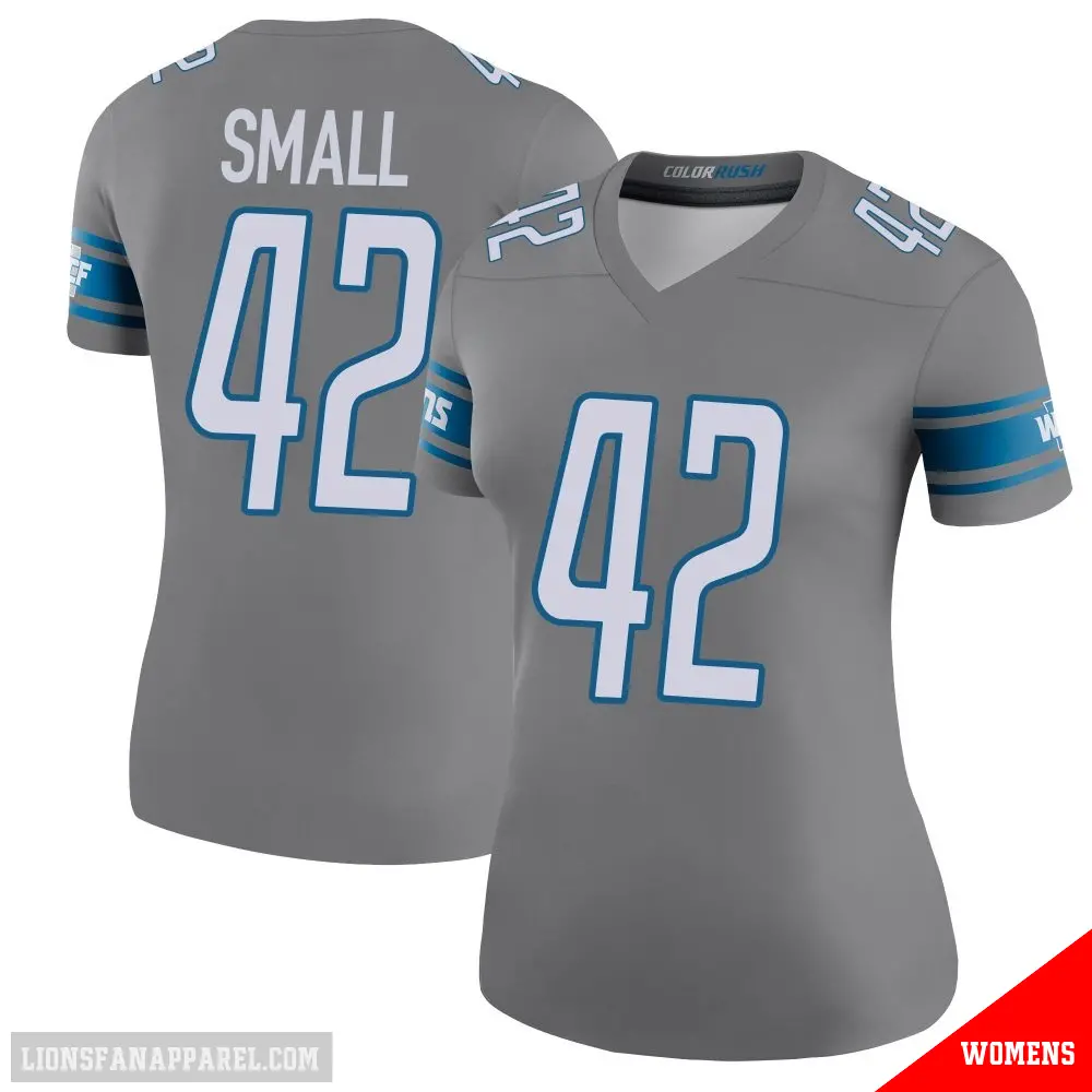 ＃42 Women's Jabari Small Legend Detroit Lions Color Rush Steel Jersey