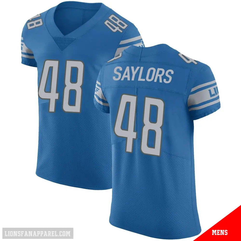 ＃48 Men's Jacob Saylors Blue Elite Detroit Lions Team Color Vapor Untouchable Jersey