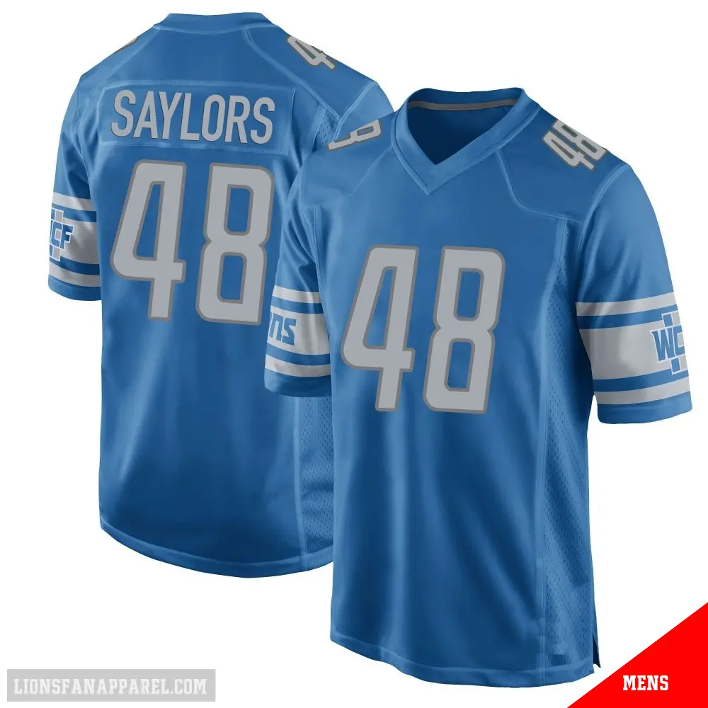 ＃48 Men's Jacob Saylors Blue Game Detroit Lions Team Color Jersey