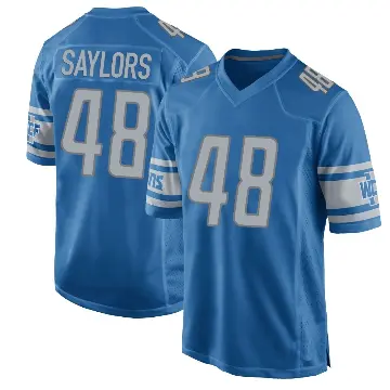 ＃48 Men's Jacob Saylors Blue Game Detroit Lions Team Color Jersey