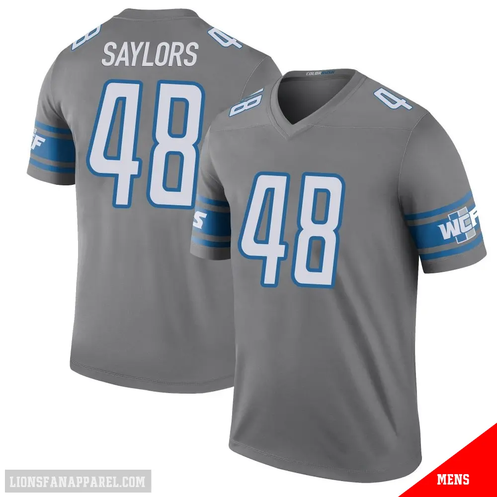 ＃48 Men's Jacob Saylors Legend Detroit Lions Color Rush Steel Jersey