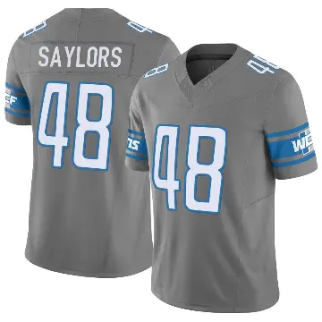 ＃48 Men's Jacob Saylors Limited Detroit Lions Silver Vapor F.U.S.E. Jersey