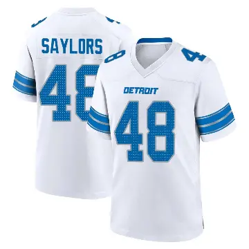 ＃48 Men's Jacob Saylors White Game Detroit Lions 2nd Jersey
