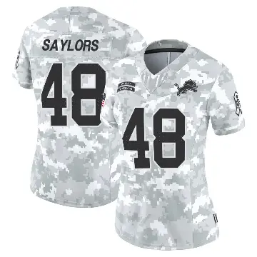 ＃48 Women's Jacob Saylors Arctic Camo Limited Detroit Lions 2024 Salute to Service Jersey