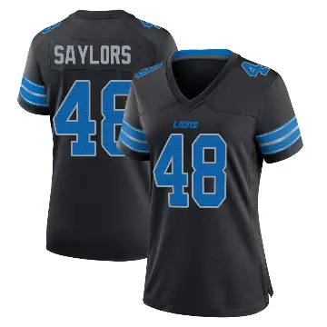 ＃48 Women's Jacob Saylors Black Game Detroit Lions Alternate 2nd Jersey