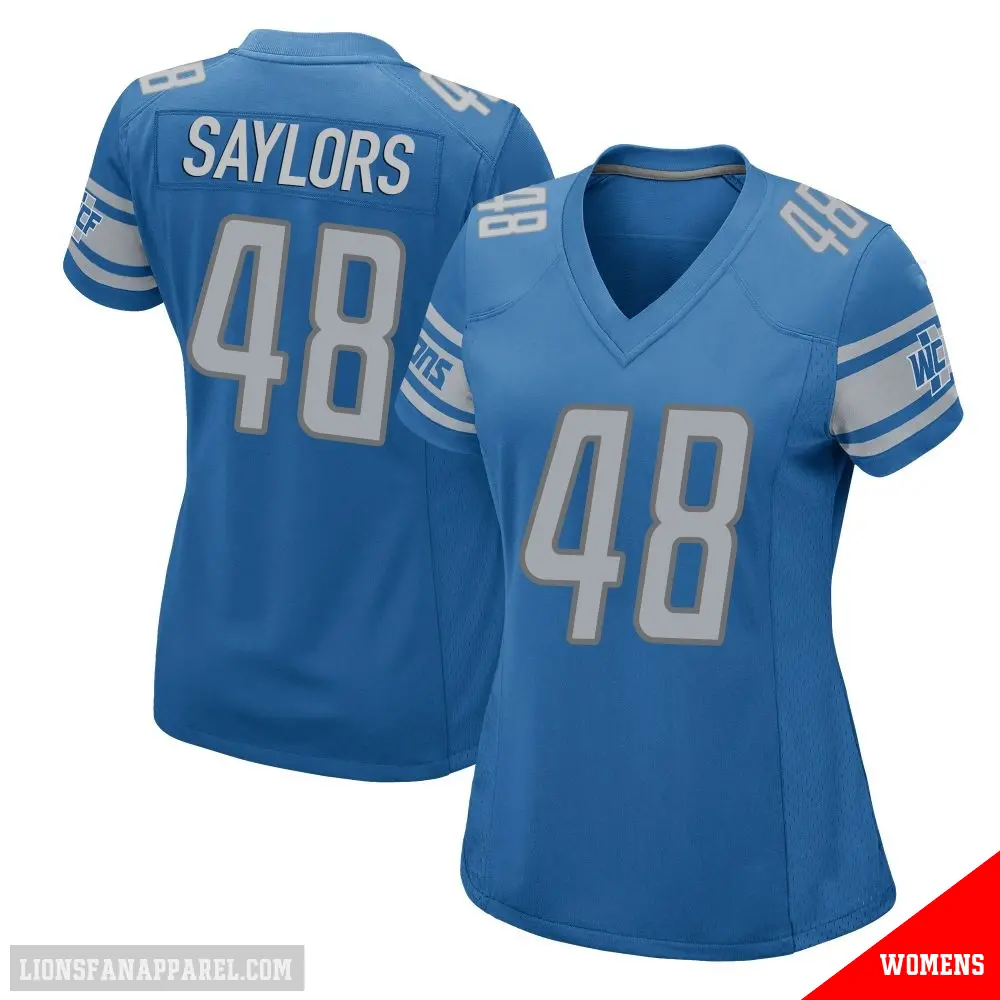 ＃48 Women's Jacob Saylors Blue Game Detroit Lions Team Color Jersey