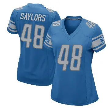 ＃48 Women's Jacob Saylors Blue Game Detroit Lions Team Color Jersey