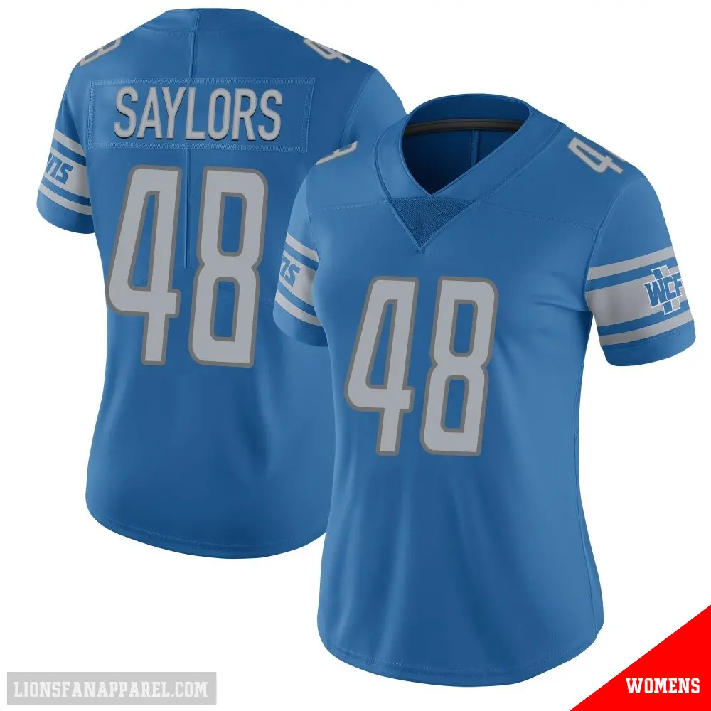 ＃48 Women's Jacob Saylors Blue Limited Detroit Lions Team Color Vapor Untouchable Jersey