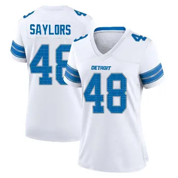 ＃48 Women's Jacob Saylors White Game Detroit Lions 2nd Jersey