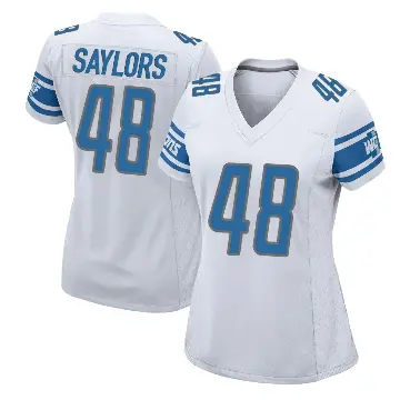 ＃48 Women's Jacob Saylors White Game Detroit Lions Jersey