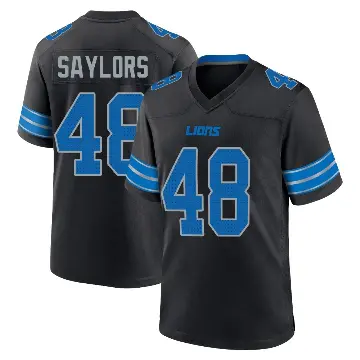 ＃48 Youth Jacob Saylors Black Game Detroit Lions Alternate 2nd Jersey