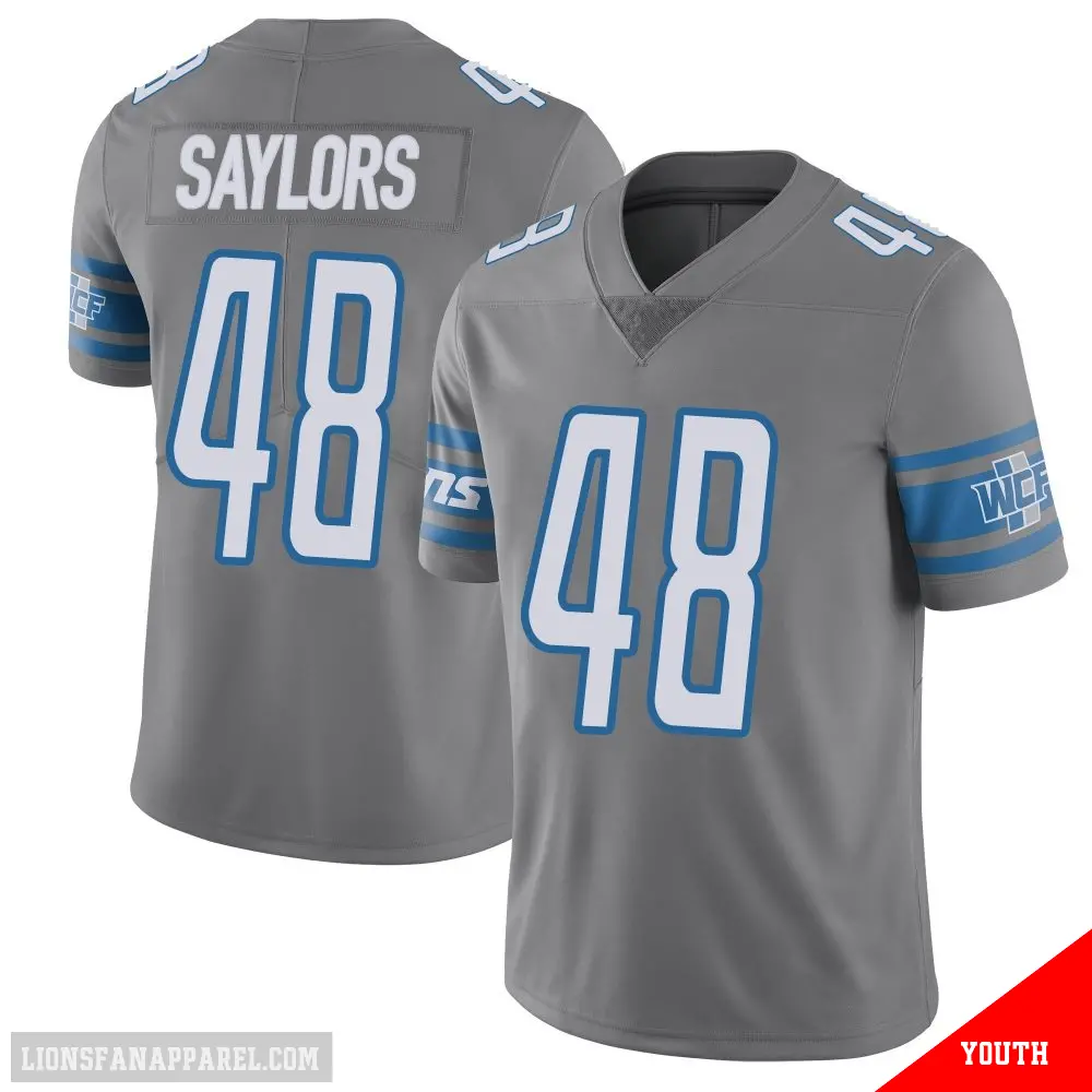 ＃48 Youth Jacob Saylors Limited Detroit Lions Color Rush Steel Vapor Untouchable Jersey