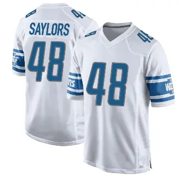 ＃48 Youth Jacob Saylors White Game Detroit Lions Jersey